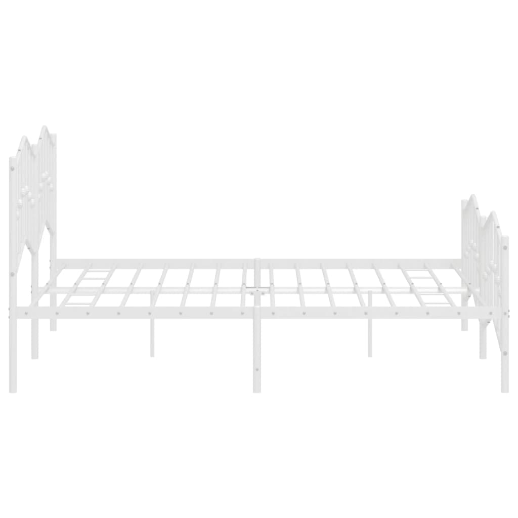 Metal Bed Frame without Mattress with Footboard White 160x200cm