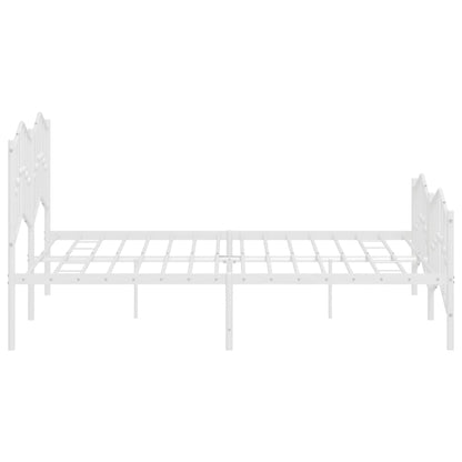 Metal Bed Frame without Mattress with Footboard White 160x200cm