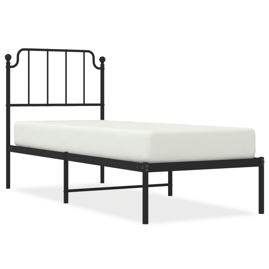 Metal Bed Frame without Mattress with Headboard Black 80x200 cm