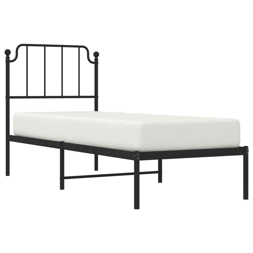 Metal Bed Frame without Mattress with Headboard Black 80x200 cm