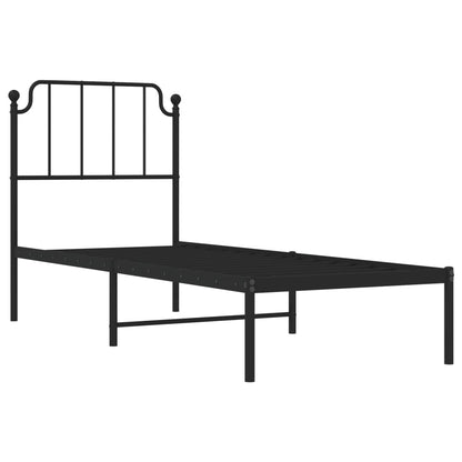 Metal Bed Frame without Mattress with Headboard Black 80x200 cm