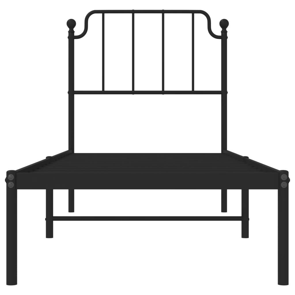 Metal Bed Frame without Mattress with Headboard Black 80x200 cm