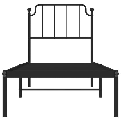 Metal Bed Frame without Mattress with Headboard Black 80x200 cm