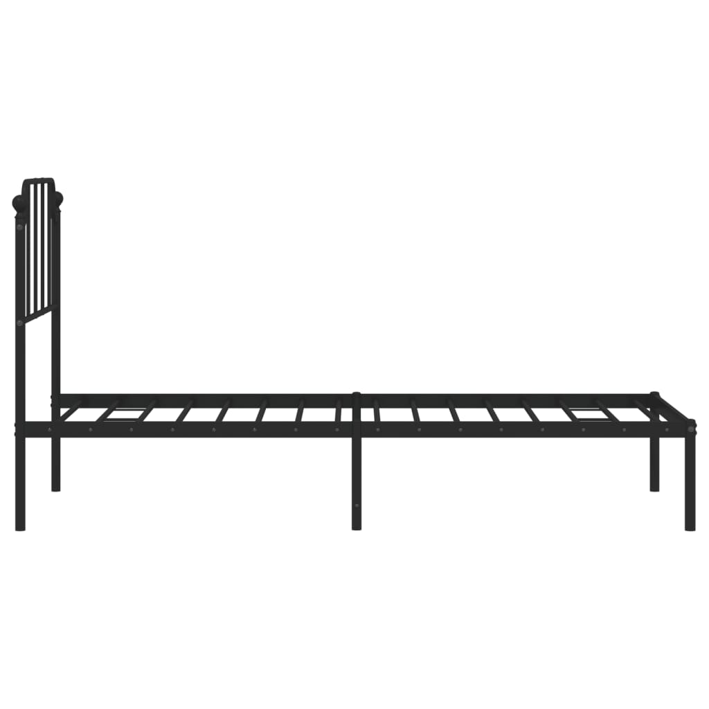 Metal Bed Frame without Mattress with Headboard Black 80x200 cm