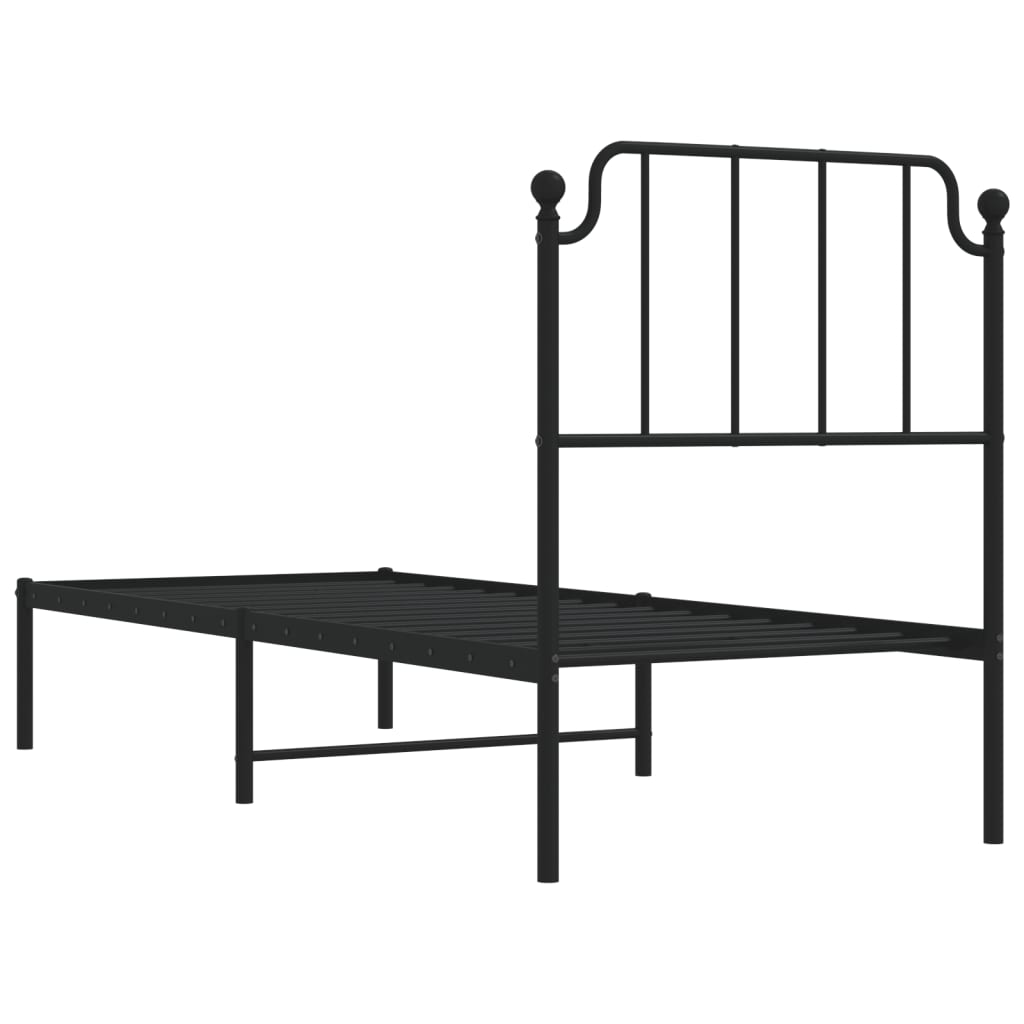 Metal Bed Frame without Mattress with Headboard Black 80x200 cm