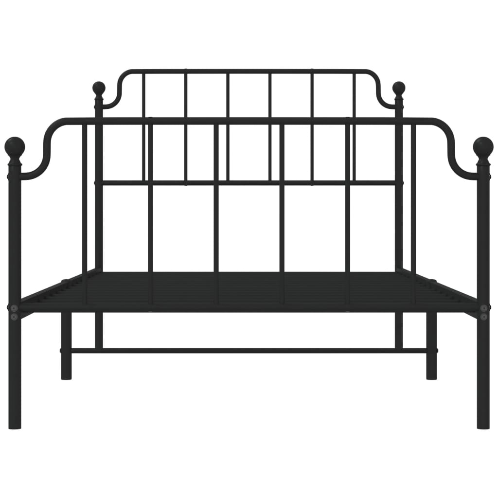 Metal Bed Frame without Mattress with Footboard Black 107x203 cm