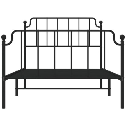 Metal Bed Frame without Mattress with Footboard Black 107x203 cm