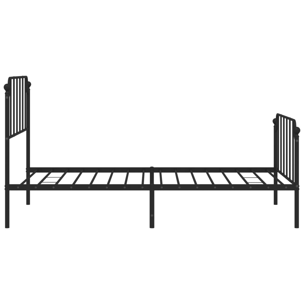 Metal Bed Frame without Mattress with Footboard Black 107x203 cm