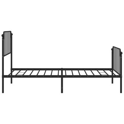 Metal Bed Frame without Mattress with Footboard Black 107x203 cm