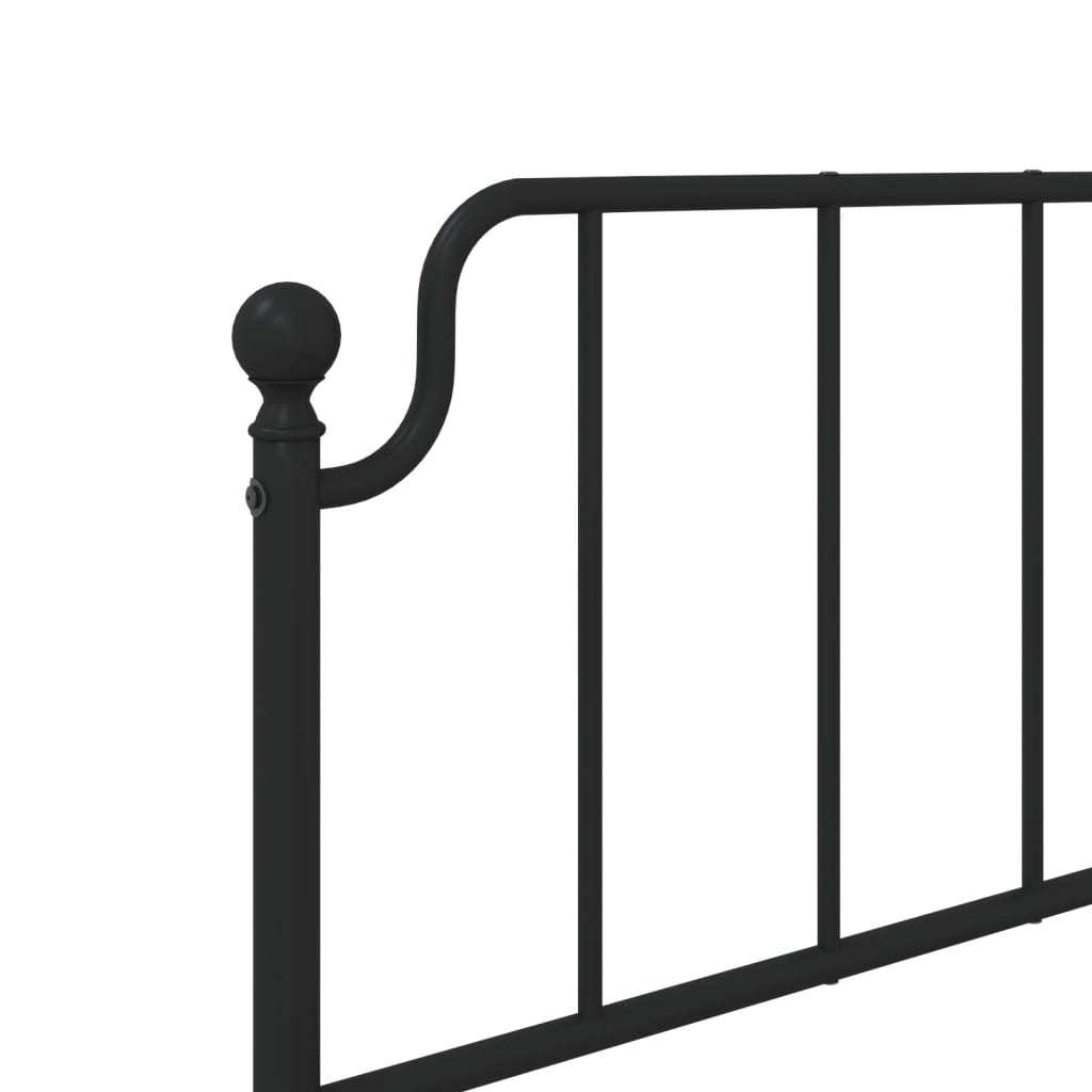 Metal Bed Frame without Mattress with Footboard Black 107x203 cm