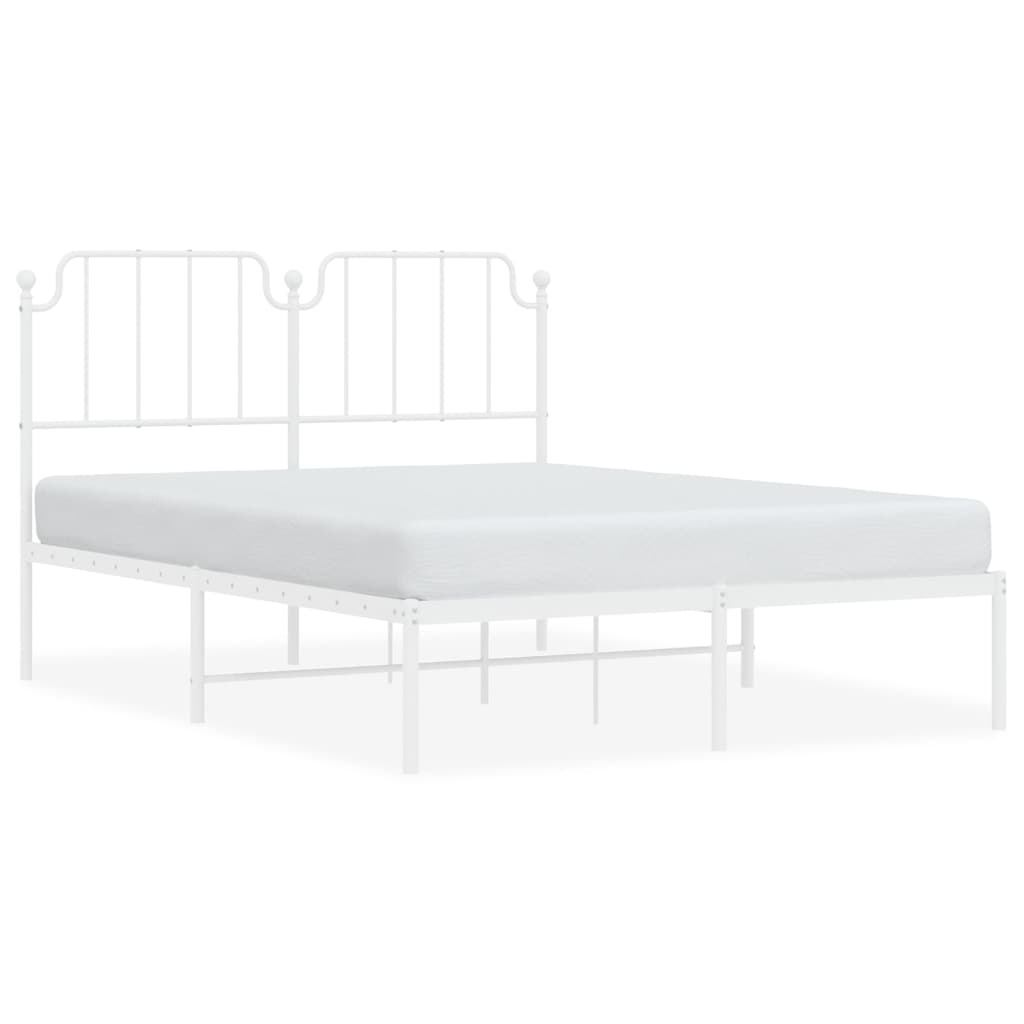 Metal Bed Frame without Mattress with Headboard White 150x200 cm King Size