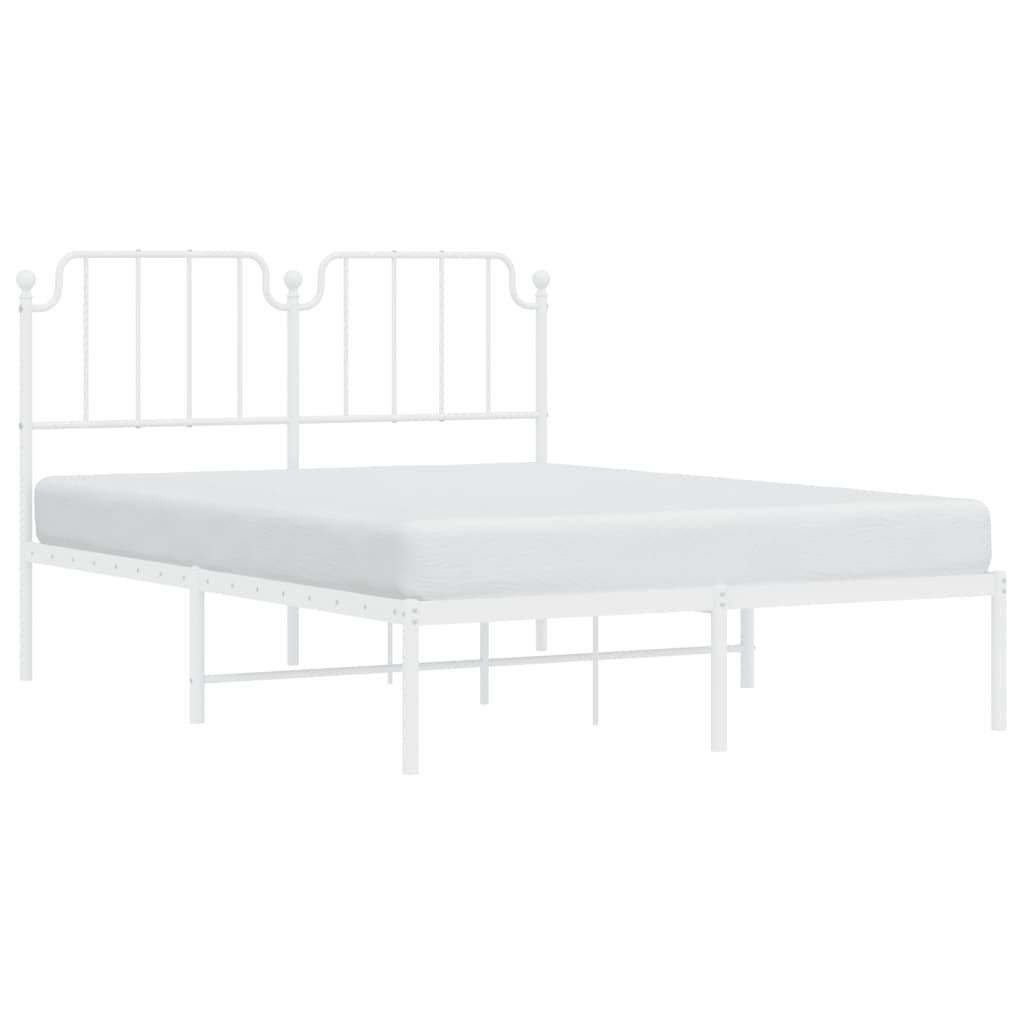 Metal Bed Frame without Mattress with Headboard White 150x200 cm King Size