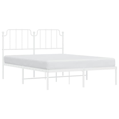 Metal Bed Frame without Mattress with Headboard White 150x200 cm King Size