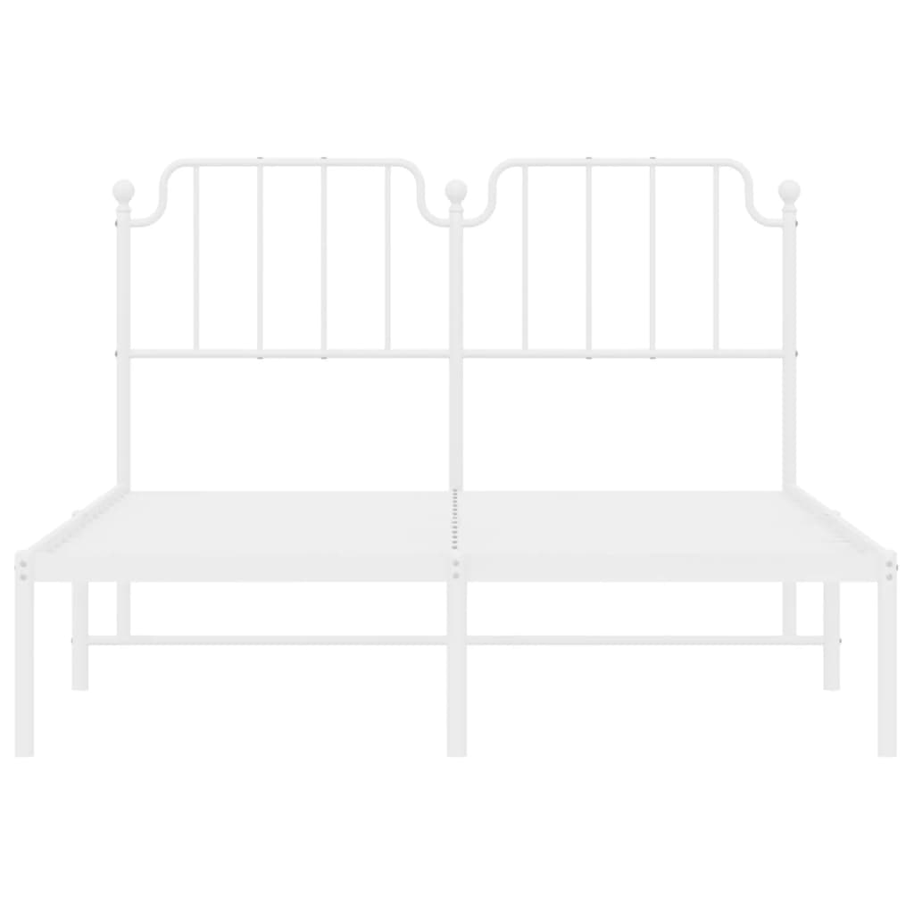 Metal Bed Frame without Mattress with Headboard White 150x200 cm King Size