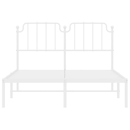 Metal Bed Frame without Mattress with Headboard White 150x200 cm King Size