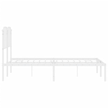 Metal Bed Frame without Mattress with Headboard White 150x200 cm King Size