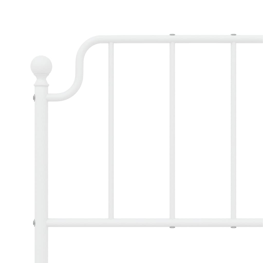 Metal Bed Frame without Mattress with Headboard White 150x200 cm King Size