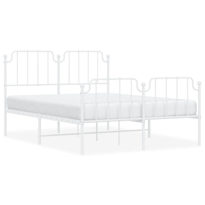 Metal Bed Frame without Mattress with Footboard White 135x190 cm Double