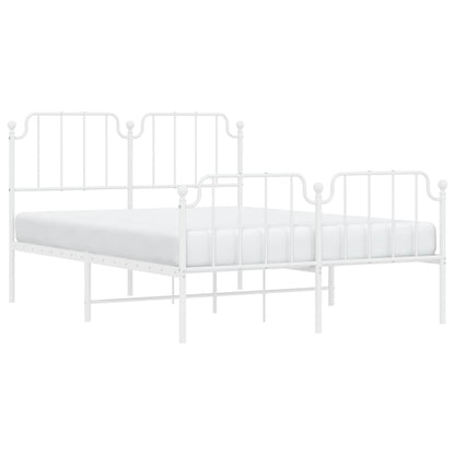 Metal Bed Frame without Mattress with Footboard White 135x190 cm Double