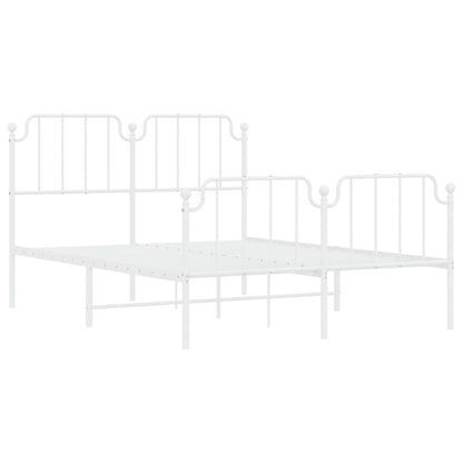 Metal Bed Frame without Mattress with Footboard White 135x190 cm Double