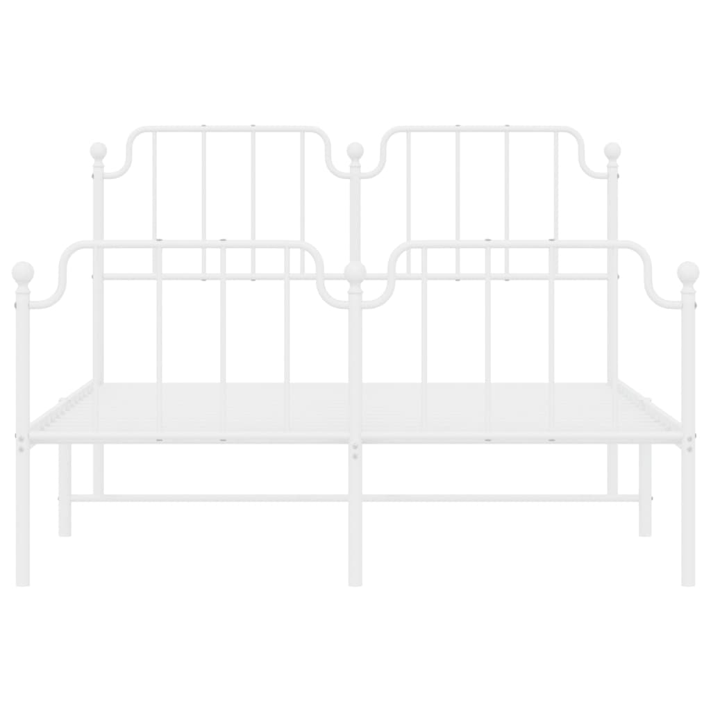 Metal Bed Frame without Mattress with Footboard White 135x190 cm Double