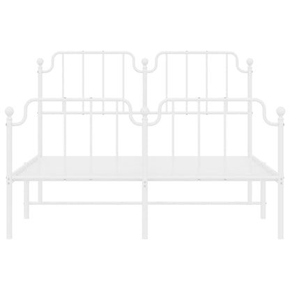 Metal Bed Frame without Mattress with Footboard White 135x190 cm Double