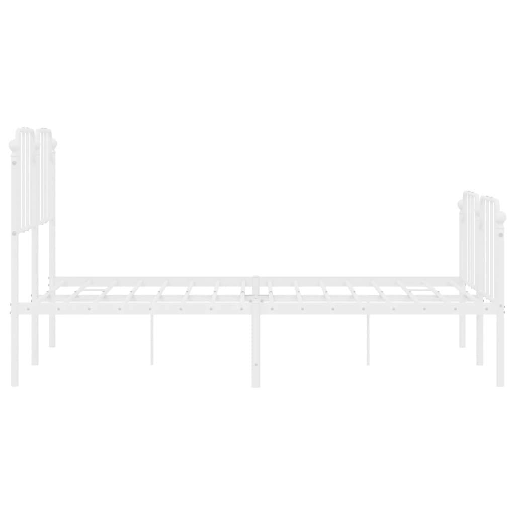 Metal Bed Frame without Mattress with Footboard White 135x190 cm Double