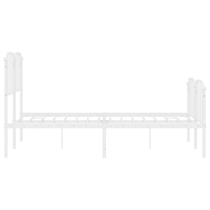 Metal Bed Frame without Mattress with Footboard White 135x190 cm Double