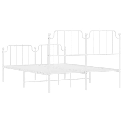 Metal Bed Frame without Mattress with Footboard White 135x190 cm Double