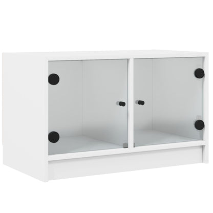 TV Cabinet with Glass Doors White 68x37x42 cm