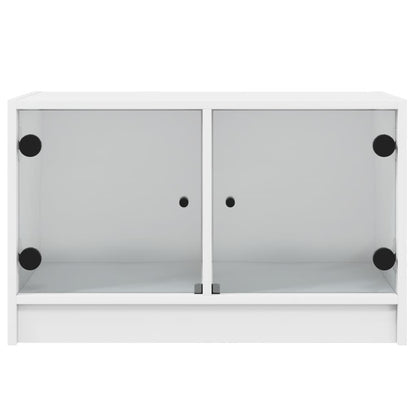 TV Cabinet with Glass Doors White 68x37x42 cm