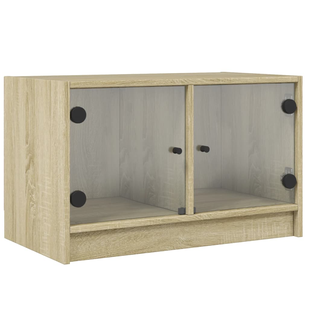 TV Cabinet with Glass Doors Sonoma Oak 68x37x42 cm