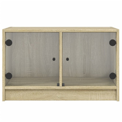 TV Cabinet with Glass Doors Sonoma Oak 68x37x42 cm