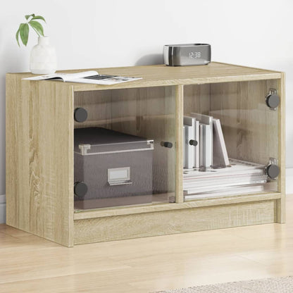 TV Cabinet with Glass Doors Sonoma Oak 68x37x42 cm