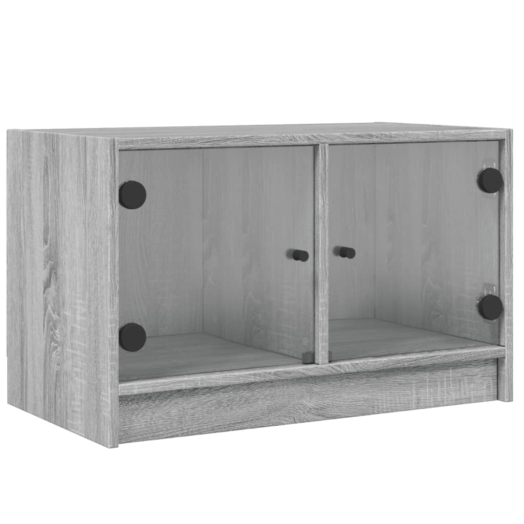 TV Cabinet with Glass Doors Grey Sonoma 68x37x42 cm