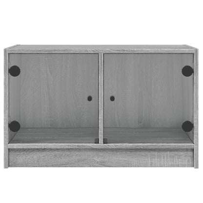 TV Cabinet with Glass Doors Grey Sonoma 68x37x42 cm