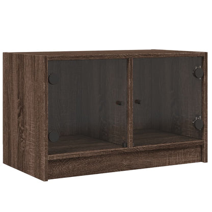 TV Cabinet with Glass Doors Brown Oak 68x37x42 cm