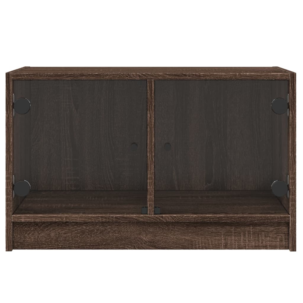 TV Cabinet with Glass Doors Brown Oak 68x37x42 cm