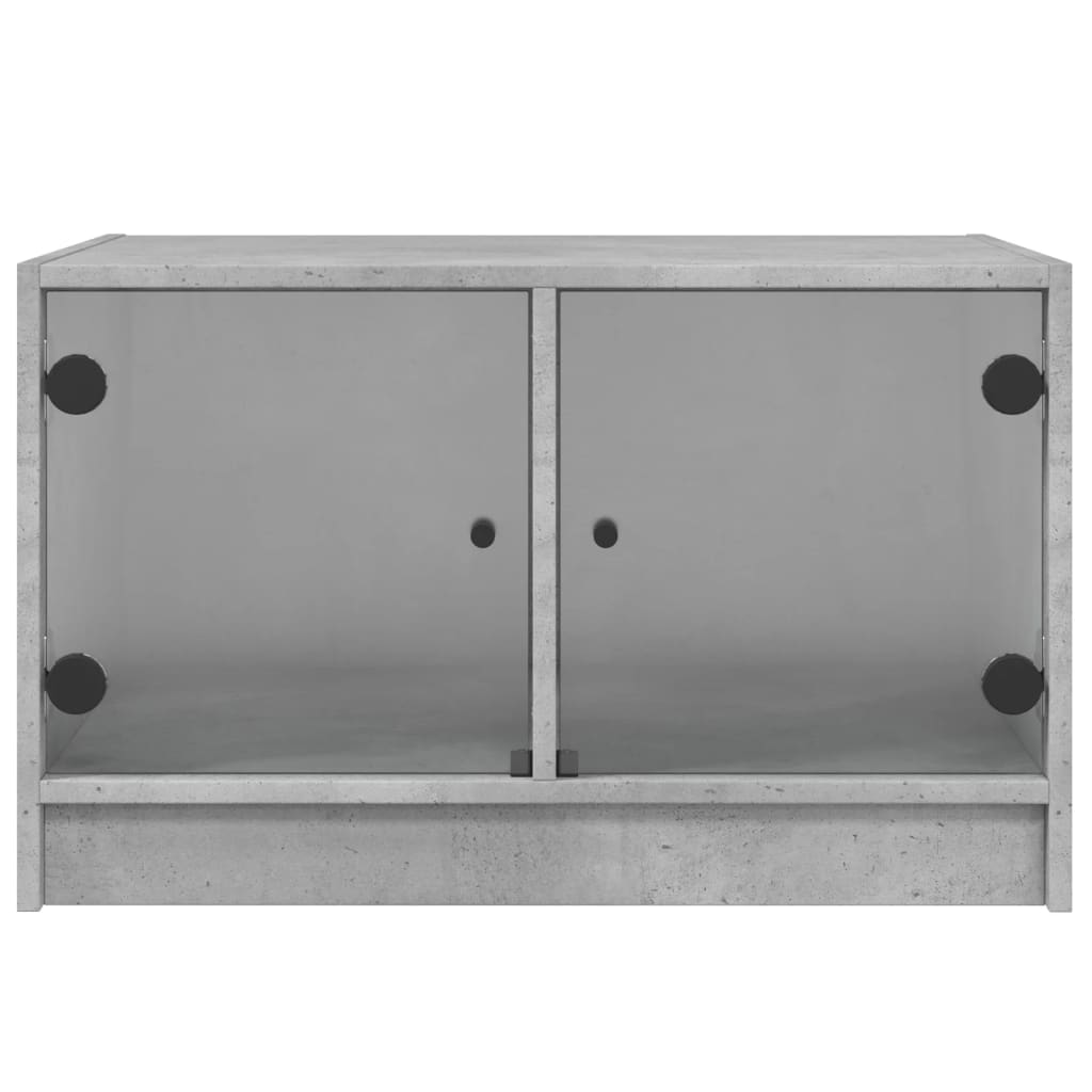 Coffee Table with Glass Doors Concrete Grey 68x50x42 cm