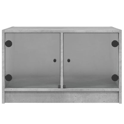 Coffee Table with Glass Doors Concrete Grey 68x50x42 cm