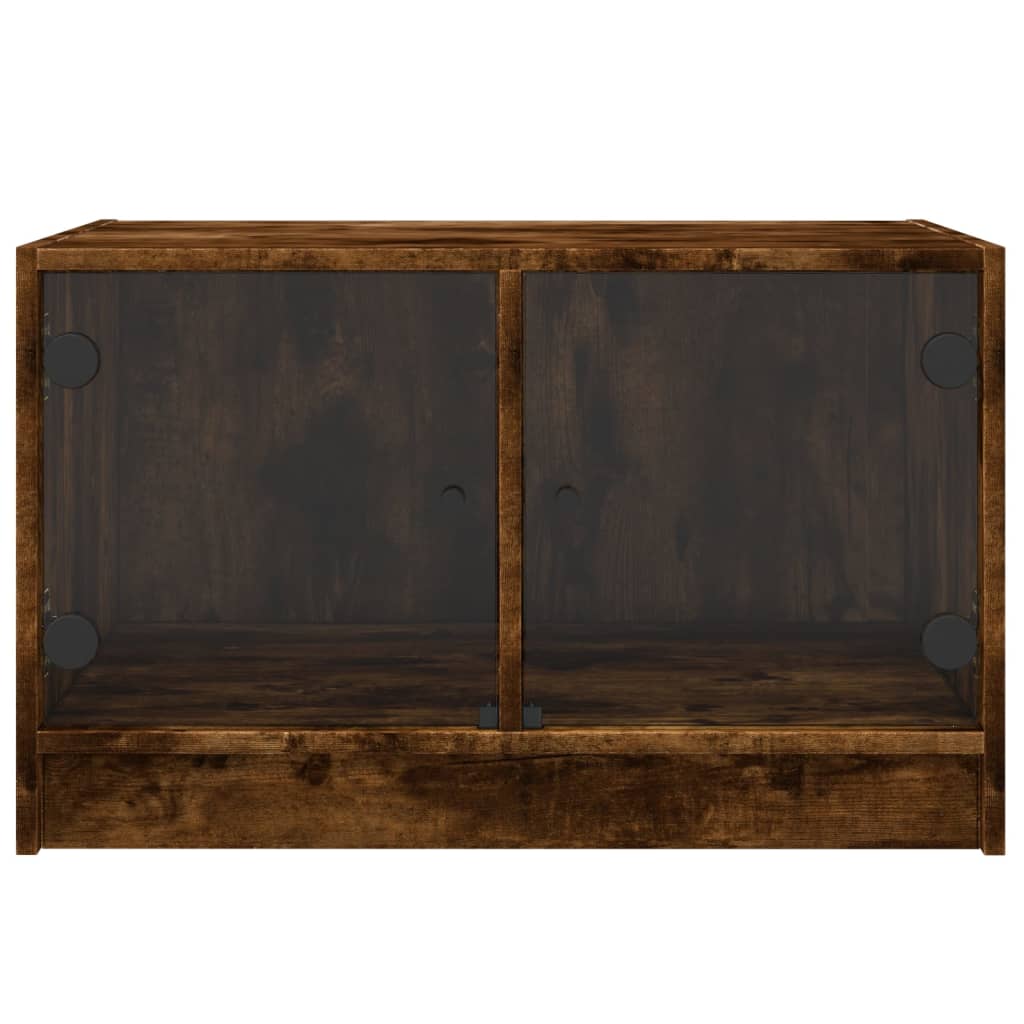 Coffee Table with Glass Doors Smoked Oak 68x50x42 cm