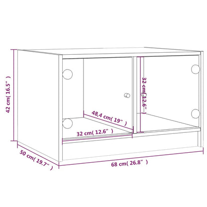 Coffee Table with Glass Doors Smoked Oak 68x50x42 cm