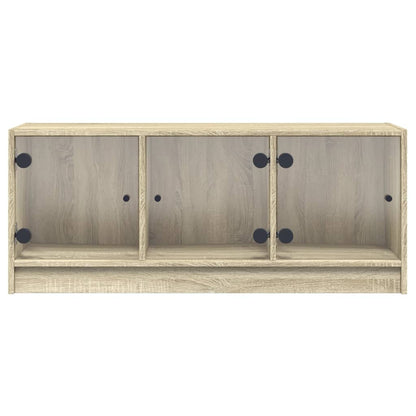 TV Cabinet with Glass Doors Sonoma Oak 102x37x42 cm