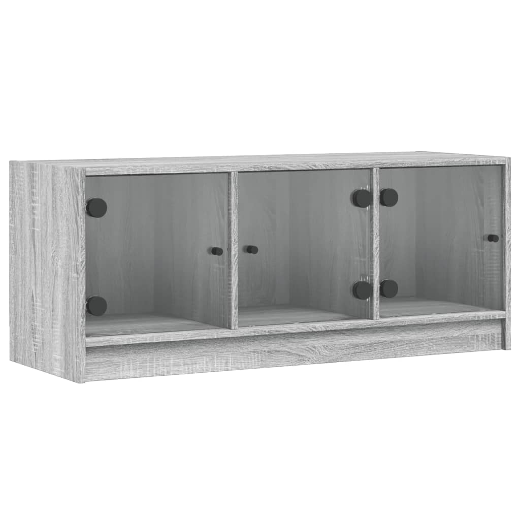 TV Cabinet with Glass Doors Grey Sonoma 102x37x42 cm