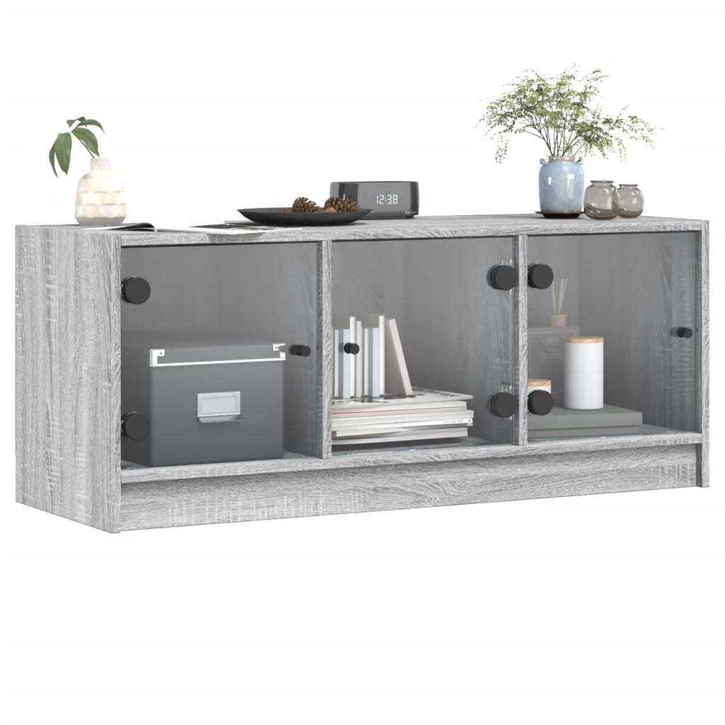 TV Cabinet with Glass Doors Grey Sonoma 102x37x42 cm