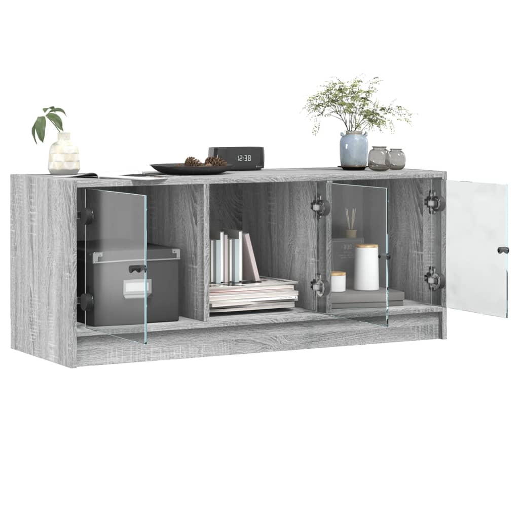 TV Cabinet with Glass Doors Grey Sonoma 102x37x42 cm