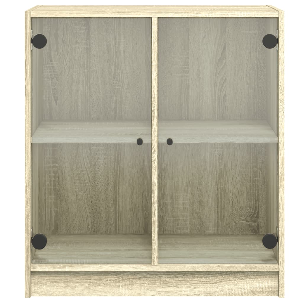 Side Cabinet with Glass Doors Sonoma Oak 68x37x75.5 cm