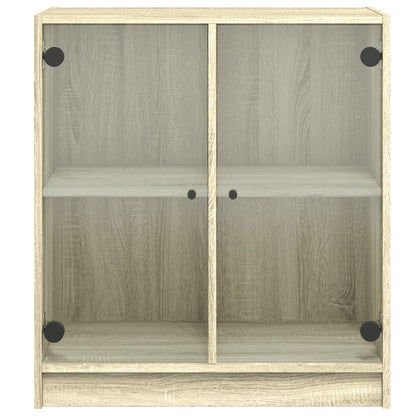 Side Cabinet with Glass Doors Sonoma Oak 68x37x75.5 cm