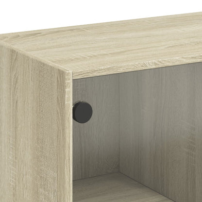 Side Cabinet with Glass Doors Sonoma Oak 68x37x75.5 cm