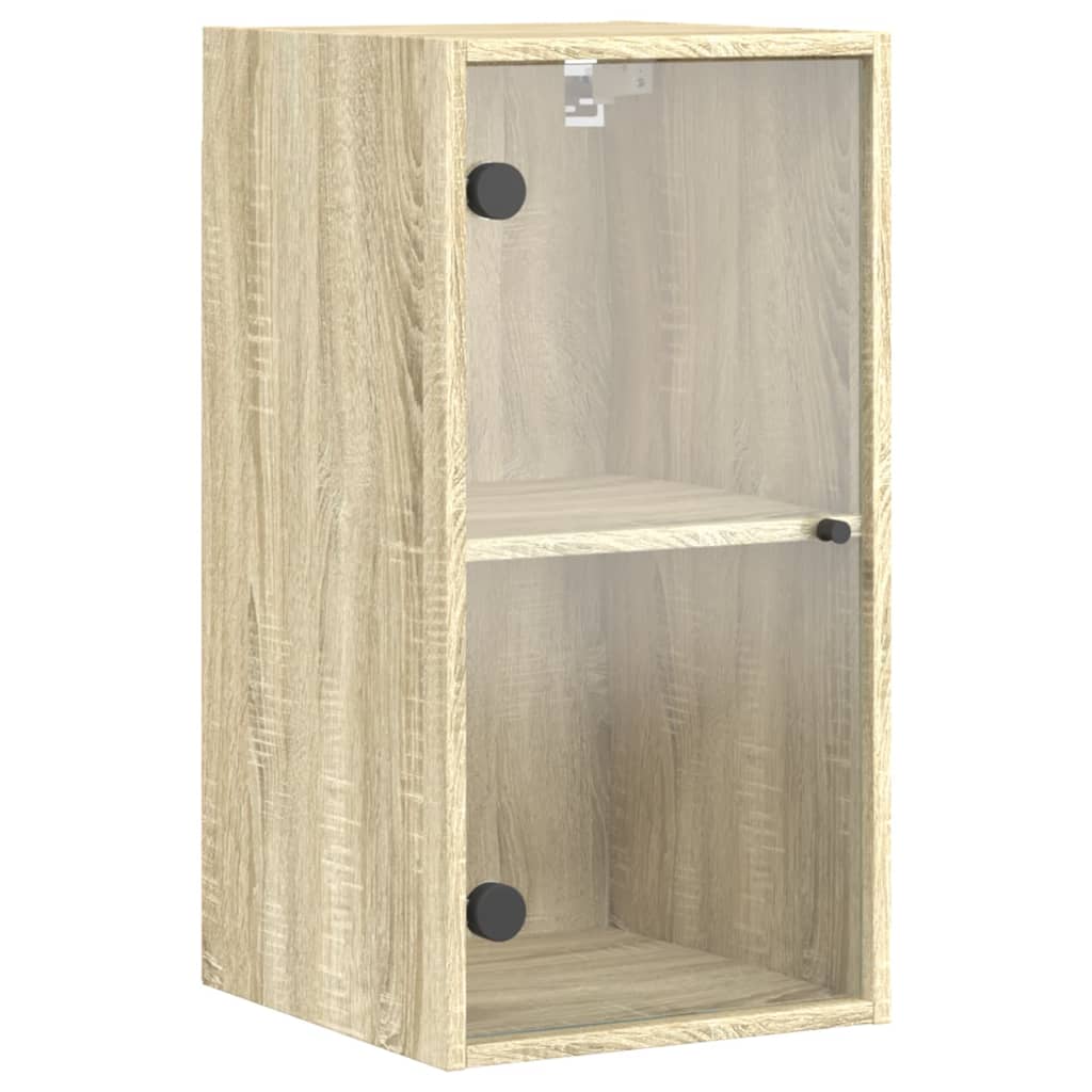 Wall Cabinet with Glass Doors Sonoma Oak 35x37x68.5 cm